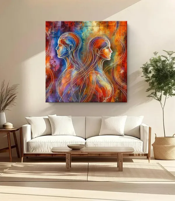 Abstract_Twin_Silhouettes_Canvas_Painting_:_Contemporary_Dual_Portrait_Art_for_Modern_Home_and_Office_Wall_Décor(FLP24X240288)