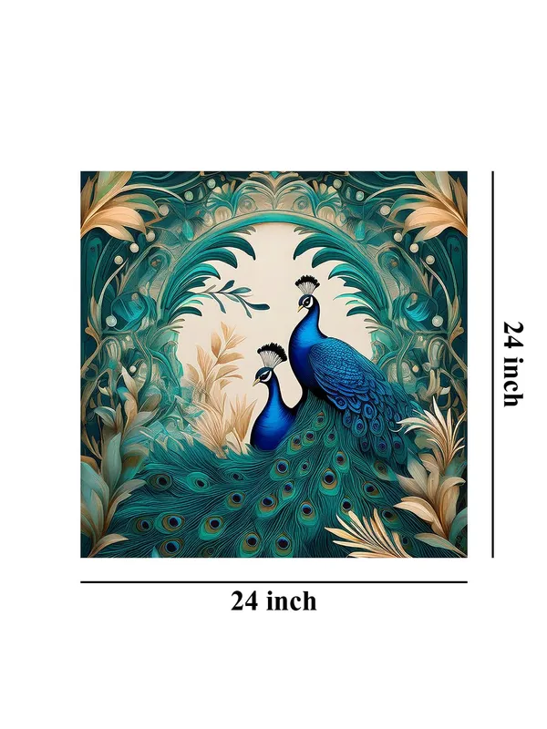 Floral_Serenity:_Twin_Peacocks_in_Verdant_Foliage,_a_Botanical-Inspired_Canvas_Painting_for_Elegant_Home_Décor(FLP24X240300)
