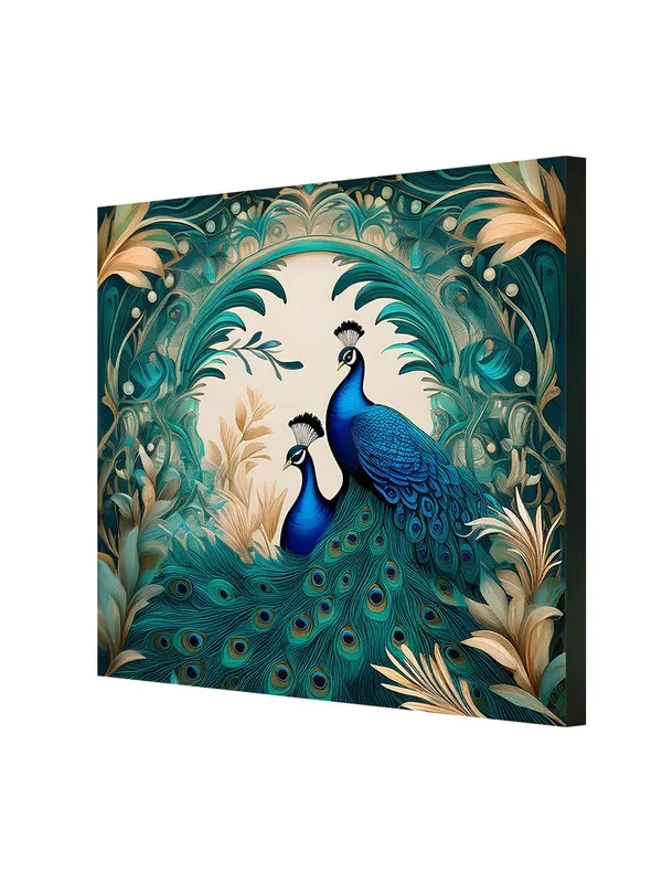 Floral_Serenity:_Twin_Peacocks_in_Verdant_Foliage,_a_Botanical-Inspired_Canvas_Painting_for_Elegant_Home_Décor(FLP24X240300)