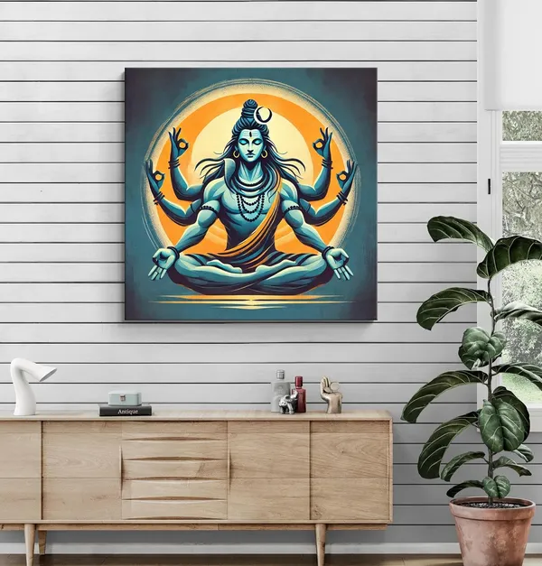 Divine_Shivlinga_Puja_Canvas_Painting_:_Sacred_Hindu_Ritual_Art_Featuring_Shivling,_Flowers,_and_Bells_for_Temple_and_Home_Sanctuaries(FLP24X240280)