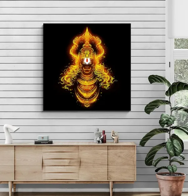 Mystical_Hanuman_Divine_Glow_Canvas_painting:_Spiritual_Wall_Art_for_Devotees,_Featuring_Hanuman_with_Illuminated_Mantras(FLP24X240276)