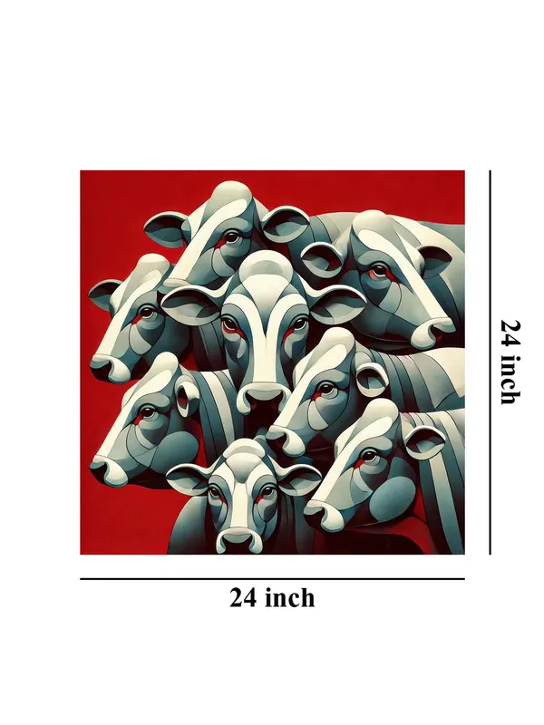 Abstract_Representation_of_Cows_in_a_Herd_-_Canvas_Painting_|_Modern_Indian_Art,_Animal_Wall_Decor,_Cow_Painting(FLP24X240239)