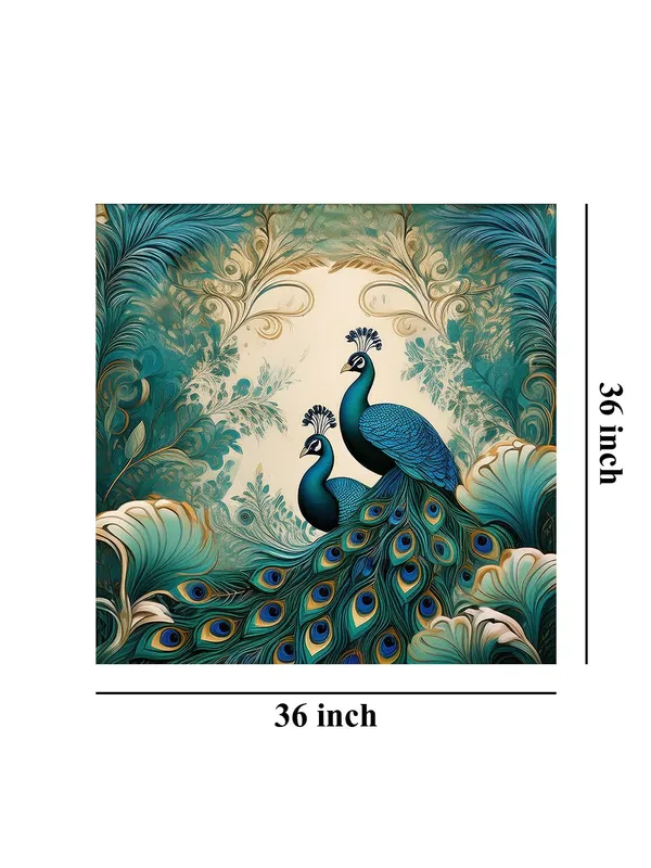 Ornamental_Majesty:_Peacocks_in_Flourishing_Foliage,_a_Vibrant_Nature-Inspired_Canvas_Painting_for_Elegant_Spaces(FLP36X360298)