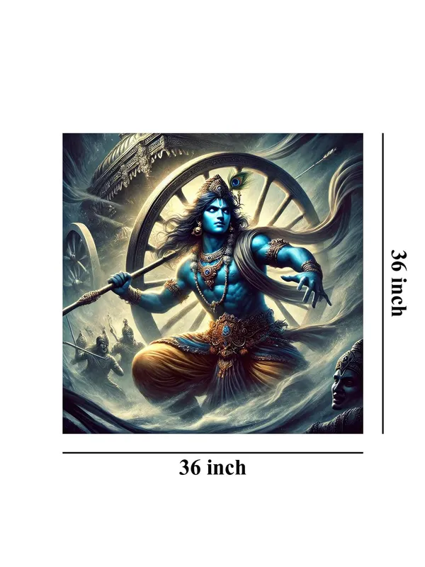 Lord_Krishna_in_a_Dynamic_Battle_Pose_from_the_Mahabharata_-_Canvas_Painting_|_Hindu_Mythology_Art,_Krishna_Wall_Decor,_Indian_Epic_Painting(FLP36X360249)