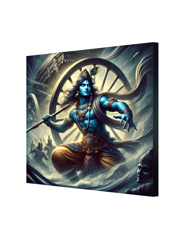 Lord_Krishna_in_a_Dynamic_Battle_Pose_from_the_Mahabharata_-_Canvas_Painting_|_Hindu_Mythology_Art,_Krishna_Wall_Decor,_Indian_Epic_Painting(FLP36X360249)