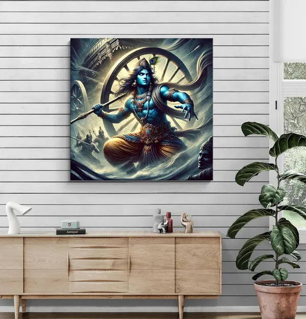 Lord_Krishna_in_a_Dynamic_Battle_Pose_from_the_Mahabharata_-_Canvas_Painting_|_Hindu_Mythology_Art,_Krishna_Wall_Decor,_Indian_Epic_Painting(FLP36X360249)