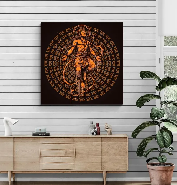Hanuman_in_Cosmic_Meditation_Surrounded_by_'Jai_Shri_Ram'_Mantra_-_Canvas_Painting_|_Indian_Mythological_Art,_Spiritual_Devotion_Decor,_Hanuman_Wall_Art(FLP24X240265)