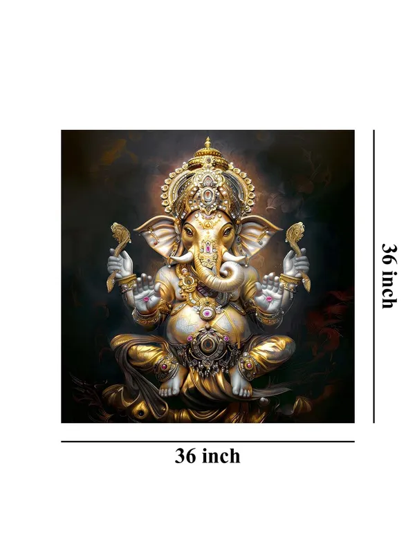 The_Eternal_Lotus:_Lord_Ganesha's_Radiant_Blessings_Flowing_Through_Time_and_Space_-_Canvas_Painting_|_Vastu_Art,_Indian_God_Painting,_Ganpati_Wall_Art(FLP36X360229)