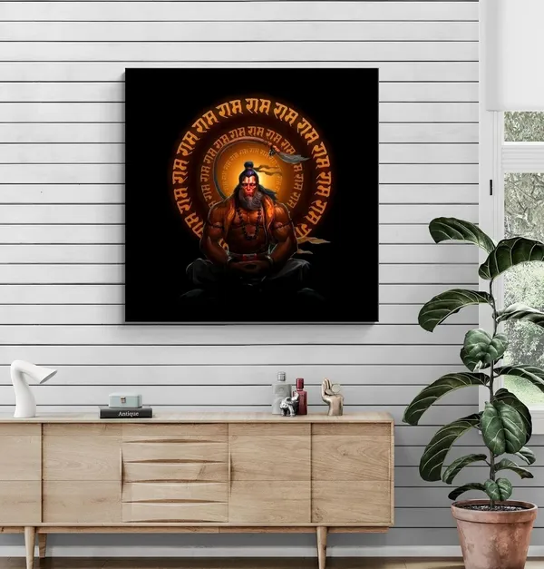 Meditating_Hanuman_with_the_Chant_of_'Jai_Shri_Ram'_in_a_Glowing_Aura_-_Canvas_Painting_|_Hindu_Deity_Art,_Spiritual_Wall_Decor,_Hanuman_Devotion_Painting(FLP36X360257)