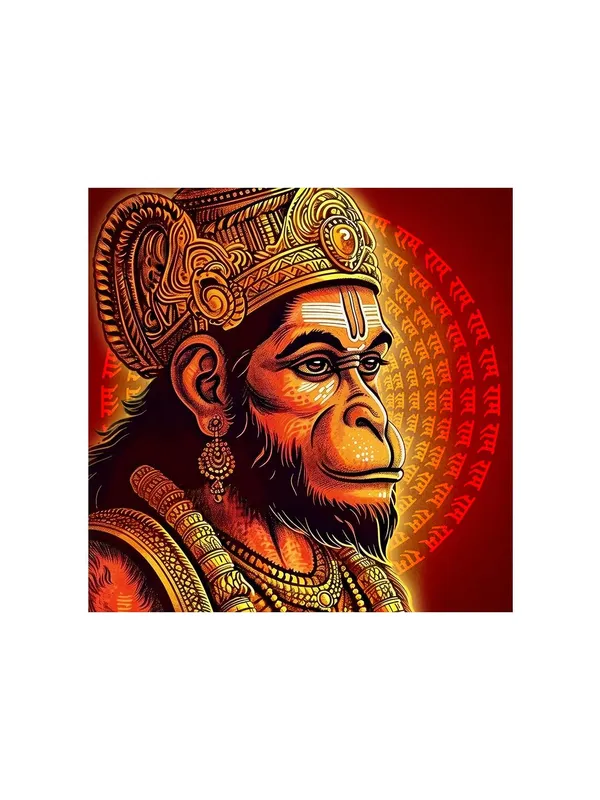 Vibrant_Hanuman_Portrait_Canvas_painting:_Traditional_Hindu_Deity_Artwork_with_Intricate_Details_and_Sacred_Mantras_for_Home_and_Temple_Décor(FLP24X240270)