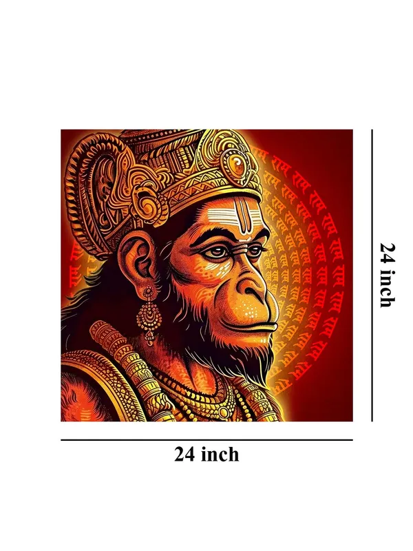 Vibrant_Hanuman_Portrait_Canvas_painting:_Traditional_Hindu_Deity_Artwork_with_Intricate_Details_and_Sacred_Mantras_for_Home_and_Temple_Décor(FLP24X240270)