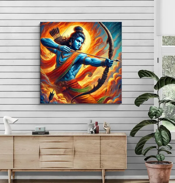 Lord_Rama_Warrior_Canvas_Painting_:_Dynamic_Artwork_of_Ramayana’s_Hero_with_Bow_and_Arrow_for_Spiritual_and_Inspirational_Wall_Décor(FLP24X240286)