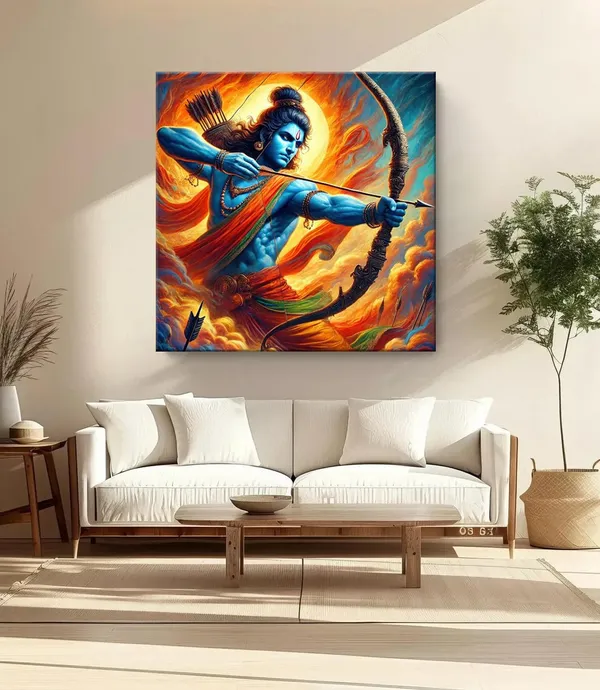 Lord_Rama_Warrior_Canvas_Painting_:_Dynamic_Artwork_of_Ramayana’s_Hero_with_Bow_and_Arrow_for_Spiritual_and_Inspirational_Wall_Décor(FLP24X240286)