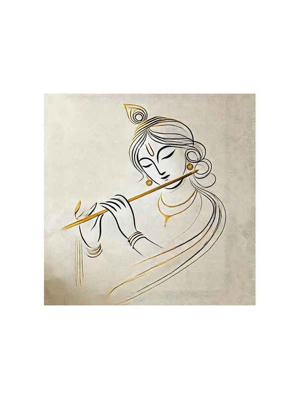 Elegant_Minimalist_Line_Art_of_Lord_Krishna_Playing_the_Flute_-_Canvas_Painting_|_Spiritual_Decor,_Indian_Religious_Art,_Hindu_Monochrome_Painting(FLP24X240245)