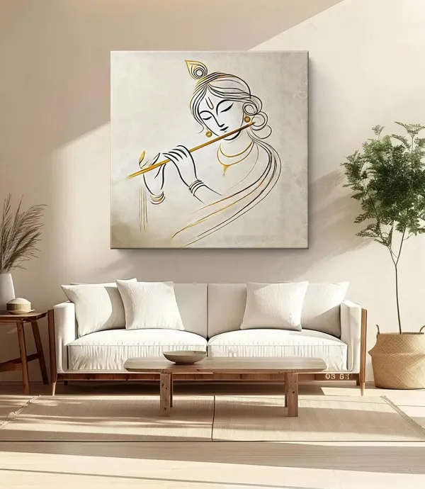 Elegant_Minimalist_Line_Art_of_Lord_Krishna_Playing_the_Flute_-_Canvas_Painting_|_Spiritual_Decor,_Indian_Religious_Art,_Hindu_Monochrome_Painting(FLP24X240245)
