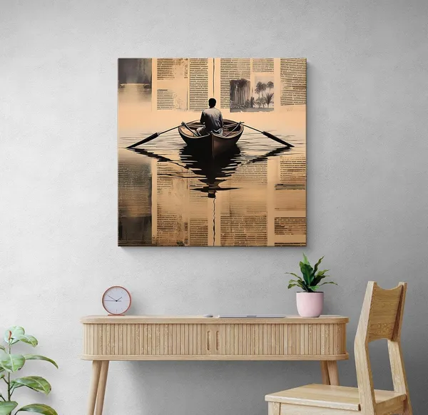 Solitary_Voyage:_A_Thoughtful_Rowing_Boat_Canvas_Painting_Reflecting_Artistic_Introspection,_Perfect_for_Symbolic_Journey_Art_and_Home_Décor(FLP24X240296)