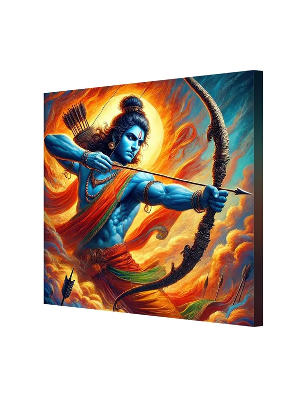 Lord_Rama_Warrior_Canvas_Painting_:_Dynamic_Artwork_of_Ramayana’s_Hero_with_Bow_and_Arrow_for_Spiritual_and_Inspirational_Wall_Décor(FLP36X360286)