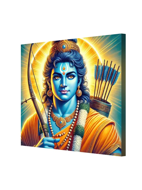 Vibrant_Lord_Rama_Canvas_Painting_:_Iconic_Portrait_with_Bow_and_Arrows_for_Devotional_Home_Décor_and_Hindu_God_Art_Collection(FLP24X240287)
