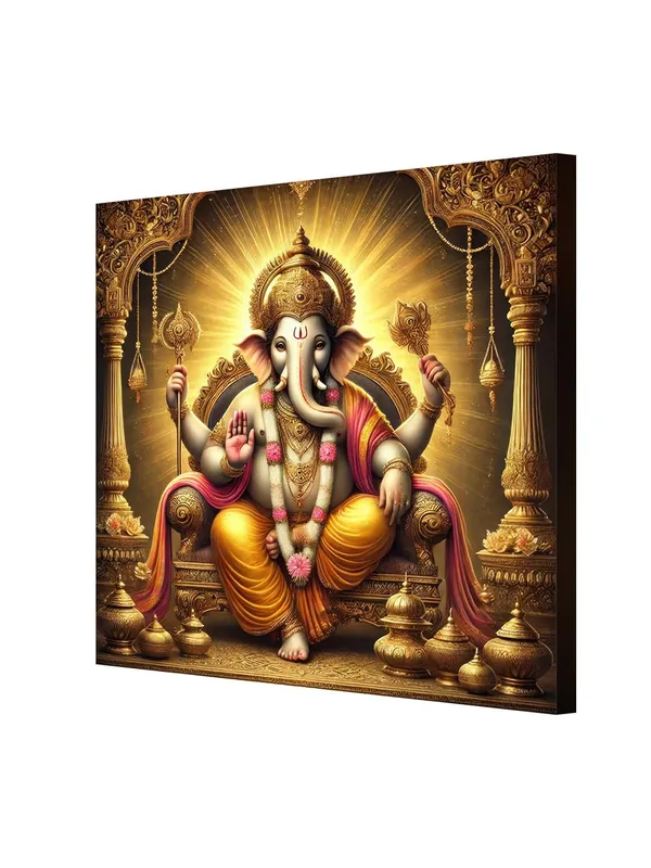 Divine_Majesty_of_Lord_Ganesha_Seated_in_Royal_Splendor_-_Canvas_Painting_|_Hindu_God_Art,_Spiritual_Decor,_Indian_Religious_Painting(FLP24X240236)