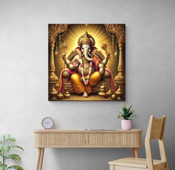 Divine_Majesty_of_Lord_Ganesha_Seated_in_Royal_Splendor_-_Canvas_Painting_|_Hindu_God_Art,_Spiritual_Decor,_Indian_Religious_Painting(FLP24X240236)