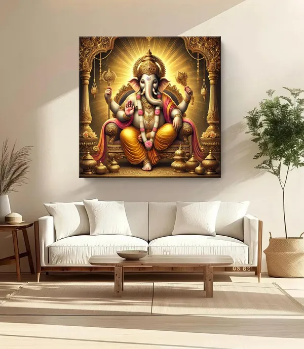 Divine_Majesty_of_Lord_Ganesha_Seated_in_Royal_Splendor_-_Canvas_Painting_|_Hindu_God_Art,_Spiritual_Decor,_Indian_Religious_Painting(FLP24X240236)