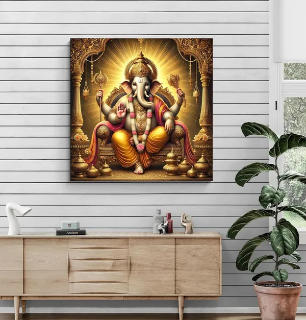 Divine_Majesty_of_Lord_Ganesha_Seated_in_Royal_Splendor_-_Canvas_Painting_|_Hindu_God_Art,_Spiritual_Decor,_Indian_Religious_Painting(FLP24X240236)