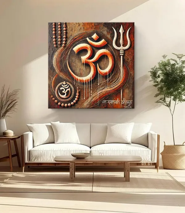 Om_Symbol_with_Trident:_A_Spiritual_Canvas_Painting_Emphasizing_Faith_and_Devotion_with_Sacred_Symbols(FLP36X360307)