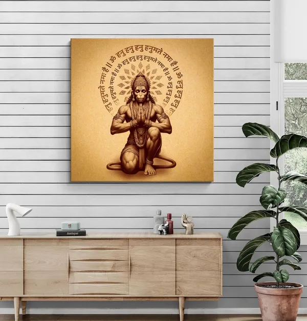 Divine_Hanuman_Meditation_Canvas_painting:_Ethereal_Wall_Art_with_Sanskrit_Mantras_for_Spiritual_Home_Decor_and_Meditation_Rooms(FLP24X240269)