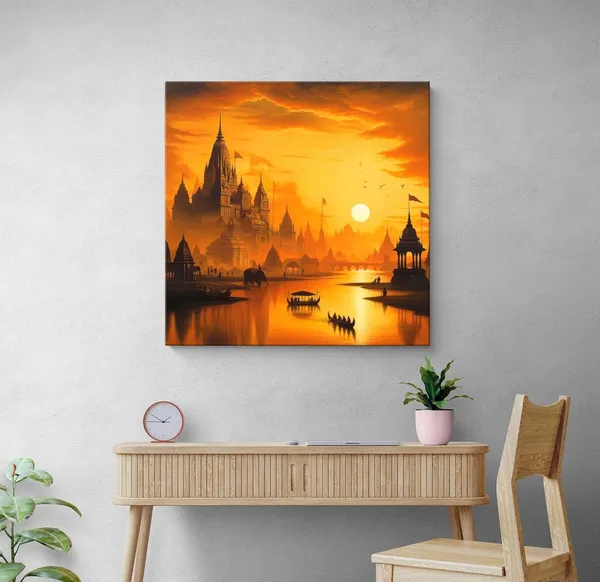 Golden_City_at_Sunset:_A_Majestic_Canvas_Painting_Depicting_Tranquility_and_Heritage_with_a_Warm_Glow(FLP36X360303)