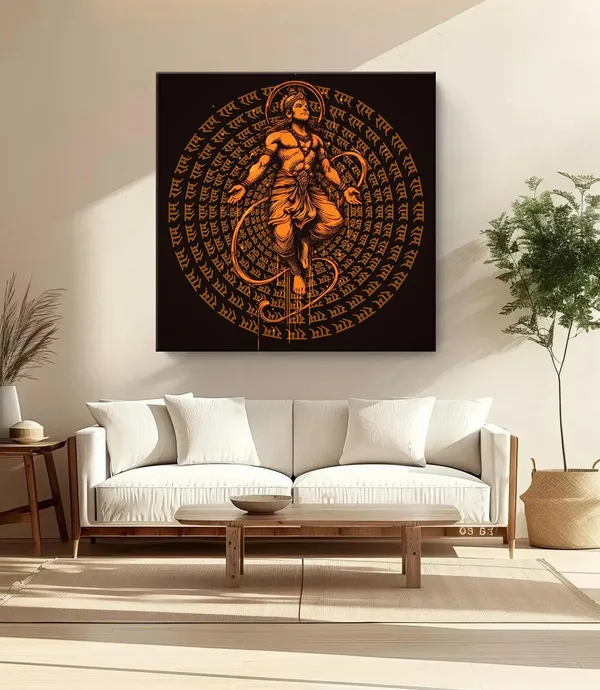 Hanuman_in_Cosmic_Meditation_Surrounded_by_'Jai_Shri_Ram'_Mantra_-_Canvas_Painting_|_Indian_Mythological_Art,_Spiritual_Devotion_Decor,_Hanuman_Wall_Art(FLP36X360265)
