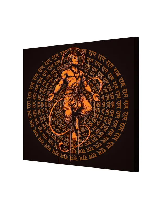 Hanuman_in_Cosmic_Meditation_Surrounded_by_'Jai_Shri_Ram'_Mantra_-_Canvas_Painting_|_Indian_Mythological_Art,_Spiritual_Devotion_Decor,_Hanuman_Wall_Art(FLP36X360265)