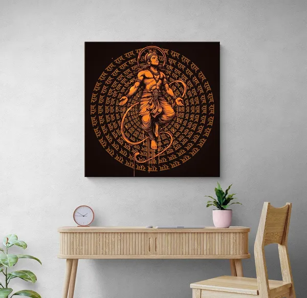 Hanuman_in_Cosmic_Meditation_Surrounded_by_'Jai_Shri_Ram'_Mantra_-_Canvas_Painting_|_Indian_Mythological_Art,_Spiritual_Devotion_Decor,_Hanuman_Wall_Art(FLP36X360265)