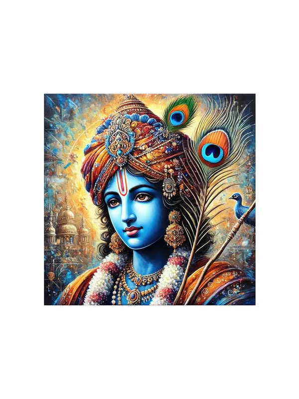 Lord_Krishna_Canvas_Painting:_Vibrant_Portrait_with_Peacock_Feathers_and_Sacred_Jewelry_for_Spiritual_and_Cultural_Home_Déco(FLP36X360282)