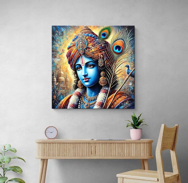 Lord_Krishna_Canvas_Painting:_Vibrant_Portrait_with_Peacock_Feathers_and_Sacred_Jewelry_for_Spiritual_and_Cultural_Home_Déco(FLP36X360282)
