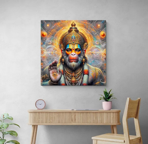 Powerful_Hanuman_Blessing_with_Divine_Aura_-_Canvas_Painting_|_Hindu_Deity_Art,_Spiritual_Blessing_Decor,_Hanuman_Wall_Art(FLP24X240261)