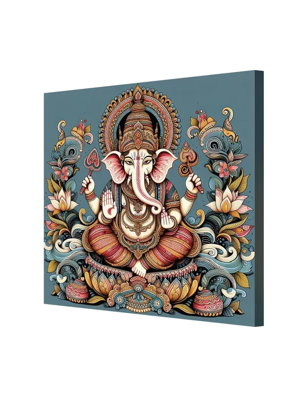 Celestial_Majesty:_The_Sacred_Manifestation_of_Lord_Ganesha,_Bearer_of_Knowledge_and_Remover_of_Obstacles_-_Canvas_Painting_|_Ganesh_Art,_Indian_Wall_Decor,_Religious_Painting(FLP36X360227)