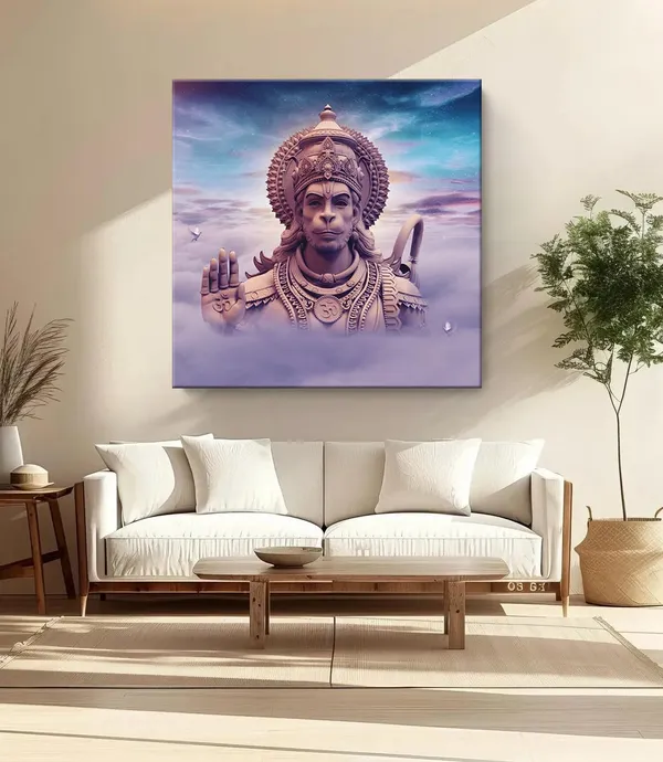 Chakra_Meditation_Hanuman_Canvas_Painting:_Enlightened_Hanuman_Art_in_a_Sacred_Cave_with_Glowing_Chakras_and_Sanskrit_Mantras_for_Spiritual_Awakening(FLP24X240278)