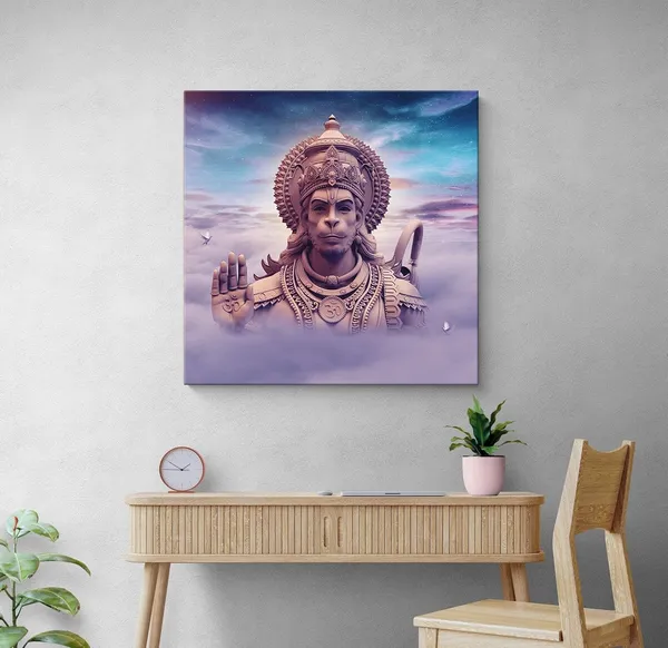 Chakra_Meditation_Hanuman_Canvas_Painting:_Enlightened_Hanuman_Art_in_a_Sacred_Cave_with_Glowing_Chakras_and_Sanskrit_Mantras_for_Spiritual_Awakening(FLP24X240278)