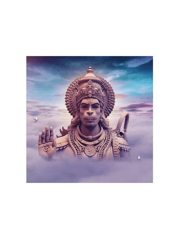 Chakra_Meditation_Hanuman_Canvas_Painting:_Enlightened_Hanuman_Art_in_a_Sacred_Cave_with_Glowing_Chakras_and_Sanskrit_Mantras_for_Spiritual_Awakening(FLP24X240278)