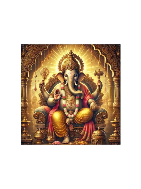The_Timeless_Protector:_Lord_Ganesha's_Majestic_Presence_and_His_Everlasting_Blessings_-_Canvas_Painting_|_Hindu_Deity_Wall_Art,_Ganesh_Decor,_Spiritual_Wall_Art(FLP36X360233)