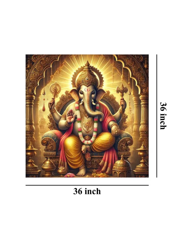 The_Timeless_Protector:_Lord_Ganesha's_Majestic_Presence_and_His_Everlasting_Blessings_-_Canvas_Painting_|_Hindu_Deity_Wall_Art,_Ganesh_Decor,_Spiritual_Wall_Art(FLP36X360233)