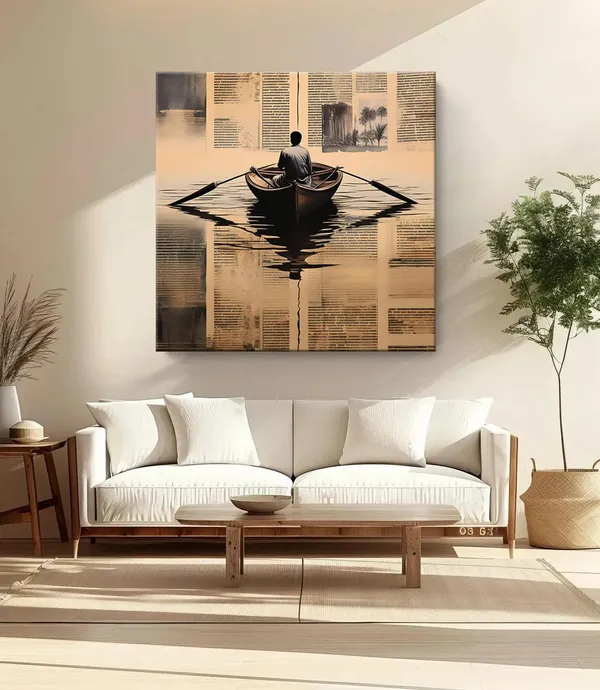 Solitary_Voyage:_A_Thoughtful_Rowing_Boat_Canvas_Painting_Reflecting_Artistic_Introspection,_Perfect_for_Symbolic_Journey_Art_and_Home_Décor(FLP36X360296)