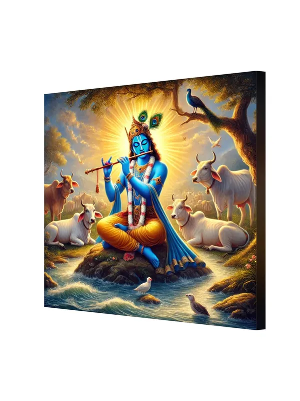Krishna_Playing_the_Flute_Among_Sacred_Cows_in_a_Serene_Landscape_-_Canvas_Painting_|_Hindu_God_Art,_Krishna_Wall_Decor,_Spiritual_Home_Décor(FLP36X360246)