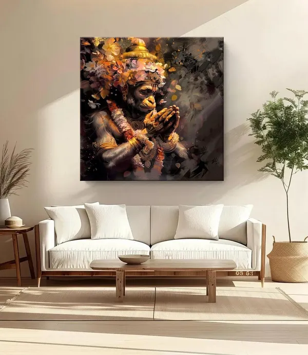 Hanuman_in_Deep_Prayer_with_Floral_Garland_-_Canvas_Painting_|_Hindu_Devotional_Art,_Indian_Religious_Decor,_Hanuman_Spirituality_Painting(FLP36X360262)
