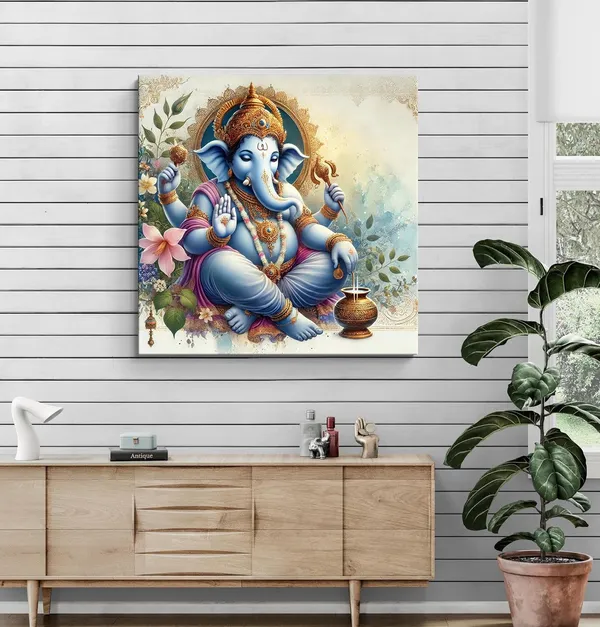 Radiance_of_the_Sacred:_Lord_Ganesha’s_Divine_Light_Shining_Through_the_Ages_-_Canvas_Painting_|_Indian_Spiritual_Art,_Ganesh_Wall_Decor,_Hindu_Religious_Art(FLP36X360234)