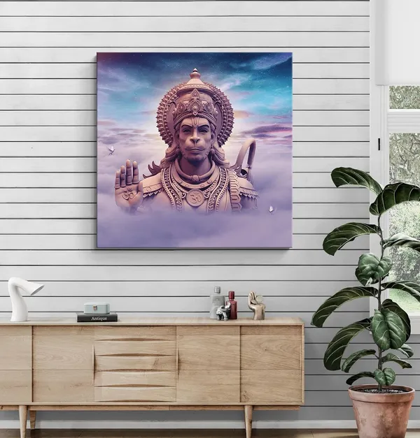 Chakra_Meditation_Hanuman_Canvas_Painting:_Enlightened_Hanuman_Art_in_a_Sacred_Cave_with_Glowing_Chakras_and_Sanskrit_Mantras_for_Spiritual_Awakening(FLP36X360278)