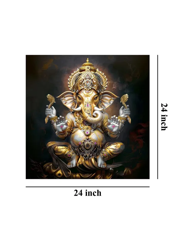 The_Eternal_Lotus:_Lord_Ganesha's_Radiant_Blessings_Flowing_Through_Time_and_Space_-_Canvas_Painting_|_Vastu_Art,_Indian_God_Painting,_Ganpati_Wall_Art(FLP24X240229)