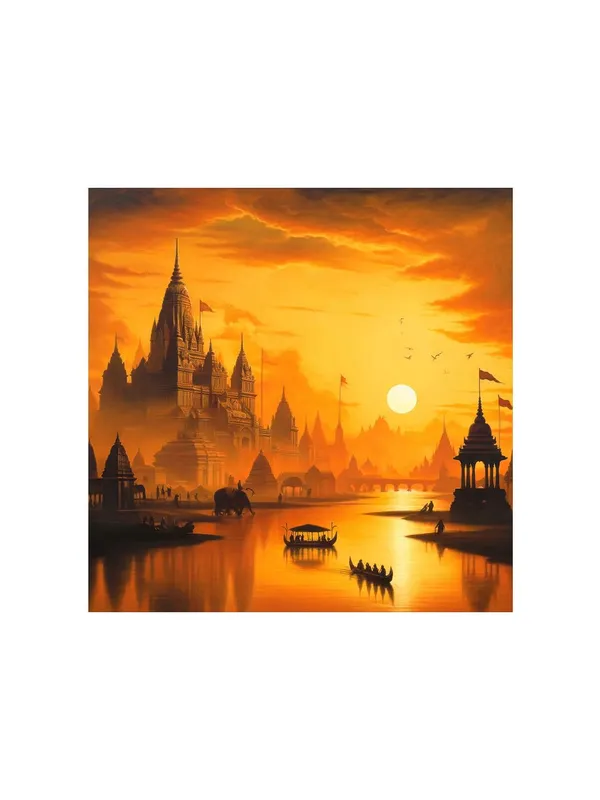 Golden_City_at_Sunset:_A_Majestic_Canvas_Painting_Depicting_Tranquility_and_Heritage_with_a_Warm_Glow(FLP24X240303)
