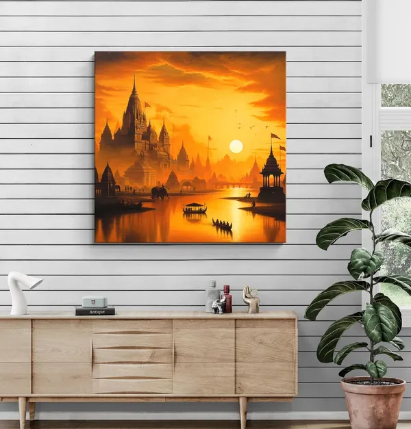 Golden_City_at_Sunset:_A_Majestic_Canvas_Painting_Depicting_Tranquility_and_Heritage_with_a_Warm_Glow(FLP24X240303)