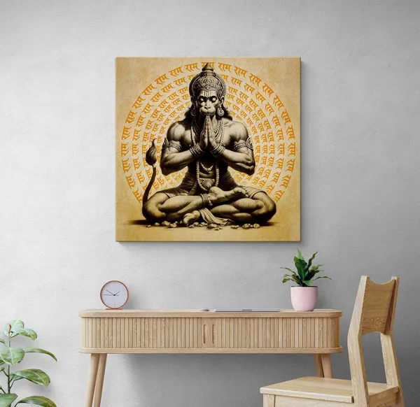 Hanuman_Meditating_with_'Jai_Shri_Ram'_Mantra_in_Background_-_Canvas_Painting_|_Spiritual_Meditation_Art,_Hindu_Mythology_Decor,_Hanuman_Devotion(FLP24X240263)